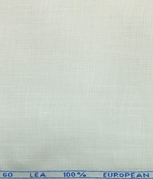 J.hampstead by Siyaram's White 100% Pure Linen 60 LEA Self Design Structured Shirt Fabric (1.60 M)
