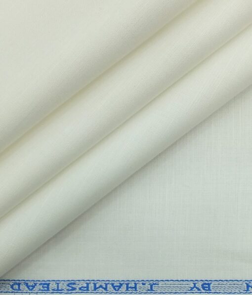 J.Hampstead by Siyaram's Men's White 50% Cotton + 50% Linen White Solid Shirt Fabric (1.60 M)