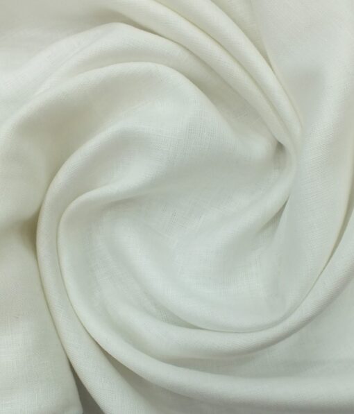 J.hampstead by Siyaram's Off-White White 100% Pure Linen 60 LEA Self Design Shirt Fabric (1.60 M)