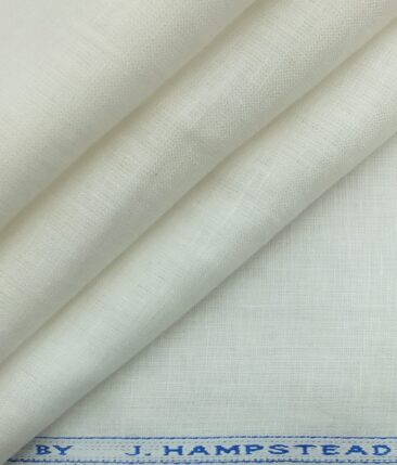 J.hampstead by Siyaram's Off-White White 100% Pure Linen 60 LEA Self Design Shirt Fabric (1.60 M)