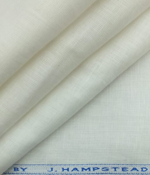 J.hampstead by Siyaram's Off-White White 100% Pure Linen 60 LEA Self Design Shirt Fabric (1.60 M)