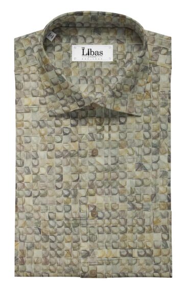 Monza Men's Light Brown 100% Premium Cotton Multicolor Digital Print Shirt Fabric (1.60 M)
