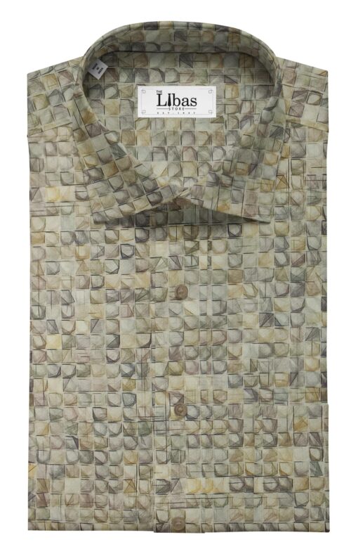 Monza Men's Light Brown 100% Premium Cotton Multicolor Digital Print Shirt Fabric (1.60 M)
