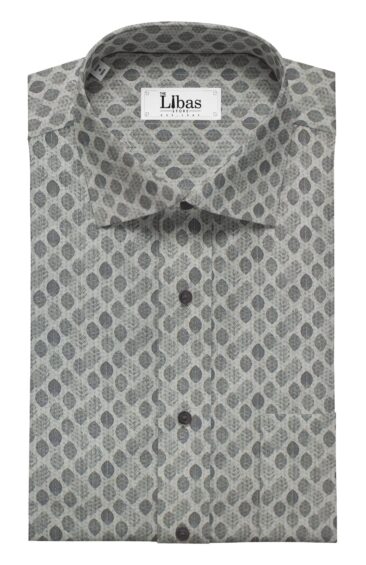 Monza Men's Light Grey 100% Premium Cotton Grey Digital Floral Print Shirt Fabric (1.60 M)