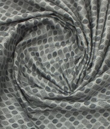 Monza Men's Light Grey 100% Premium Cotton Grey Digital Floral Print Shirt Fabric (1.60 M)