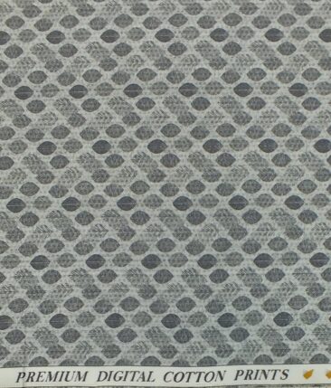 Monza Men's Light Grey 100% Premium Cotton Grey Digital Floral Print Shirt Fabric (1.60 M)