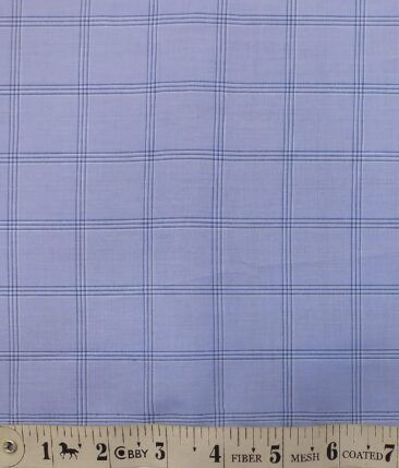 Monza Men's Light Blue 100% Superfine Cotton Broad Checks Shirt Fabric (1.60 M)