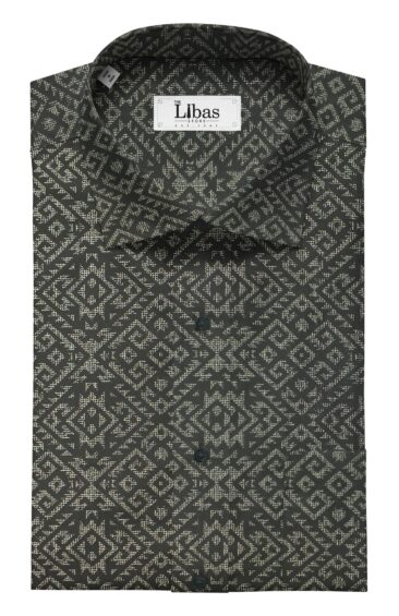 Moretii by Siyaram's Men's Black 100% Fine Cotton Brown Printed Shirt Fabric (1.60 M)