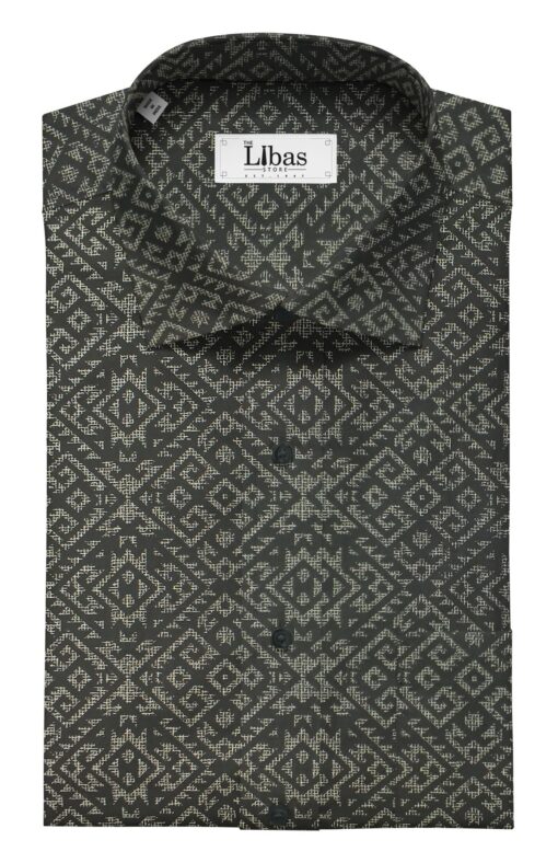 Moretii by Siyaram's Men's Black 100% Fine Cotton Brown Printed Shirt Fabric (1.60 M)