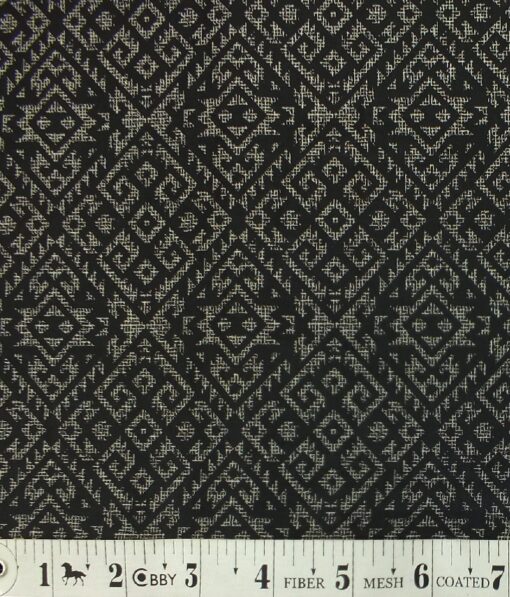 Moretii by Siyaram's Men's Black 100% Fine Cotton Brown Printed Shirt Fabric (1.60 M)