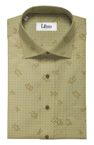 Moretii by Siyaram's Men's Light Brown 100% Fine Cotton Dark Brown Printed Shirt Fabric (1.60 M)