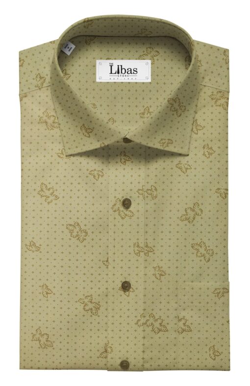 Moretii by Siyaram's Men's Light Brown 100% Fine Cotton Dark Brown Printed Shirt Fabric (1.60 M)