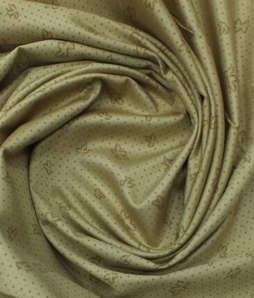 Moretii by Siyaram's Men's Light Brown 100% Fine Cotton Dark Brown Printed Shirt Fabric (1.60 M)