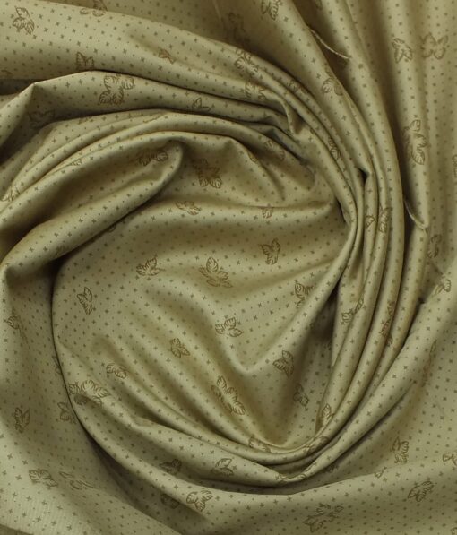 Moretii by Siyaram's Men's Light Brown 100% Fine Cotton Dark Brown Printed Shirt Fabric (1.60 M)