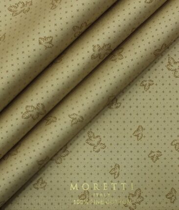 Moretii by Siyaram's Men's Light Brown 100% Fine Cotton Dark Brown Printed Shirt Fabric (1.60 M)