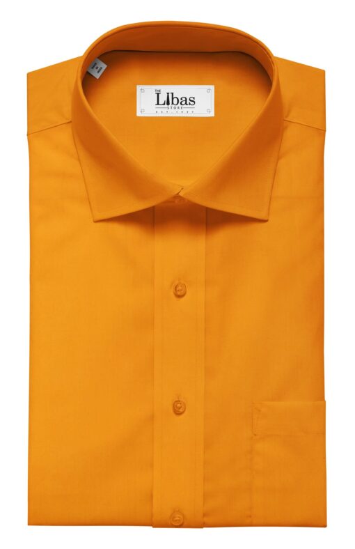 Nemesis Men's Bright Orange 100% Egyptian Giza Cotton Satin Weave Shirt Fabric (1.60 M)