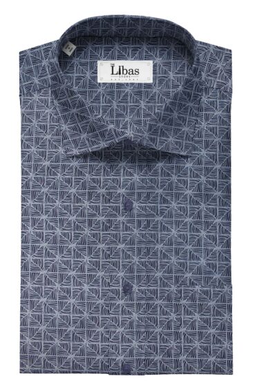 Nemesis Men's Dark Blue 100% Egyptian Giza Cotton Printed Shirt Fabric (1.60 M)