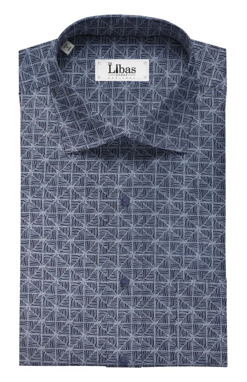 Nemesis Men's Dark Blue 100% Egyptian Giza Cotton Printed Shirt Fabric (1.60 M)
