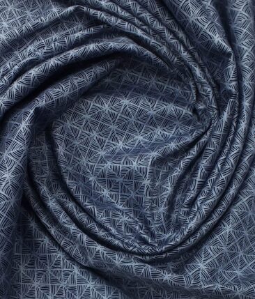 Nemesis Men's Dark Blue 100% Egyptian Giza Cotton Printed Shirt Fabric (1.60 M)