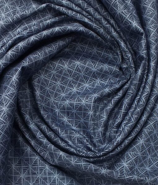 Nemesis Men's Dark Blue 100% Egyptian Giza Cotton Printed Shirt Fabric (1.60 M)