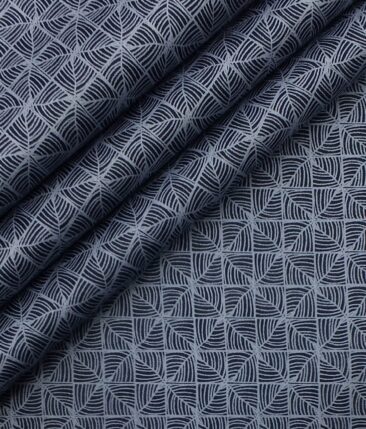 Nemesis Men's Dark Blue 100% Egyptian Giza Cotton Printed Shirt Fabric (1.60 M)