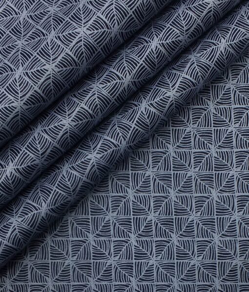 Nemesis Men's Dark Blue 100% Egyptian Giza Cotton Printed Shirt Fabric (1.60 M)