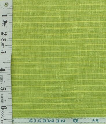 Nemesis Grass Green 100% Pure Linen 60 LEA Striped Shirt Fabric (1.60 M)