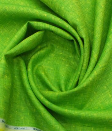 Nemesis Bright Green 100% Superfine Irish Linen 60 LEA Dobby Shirt Fabric (1.60 M)