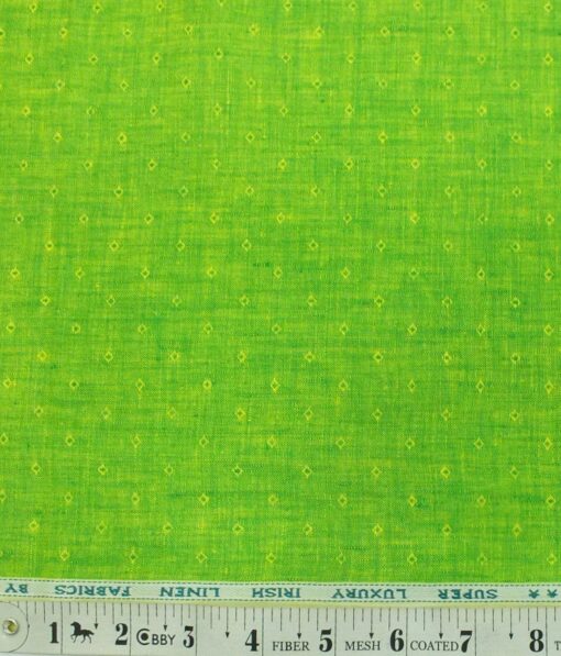 Nemesis Bright Green 100% Superfine Irish Linen 60 LEA Dobby Shirt Fabric (1.60 M)