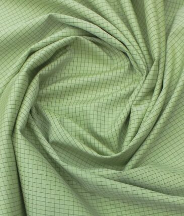 Soktas Men's Light Olive Green 100% Supima 70's Cotton Checks Shirt Fabric (1.60 M)