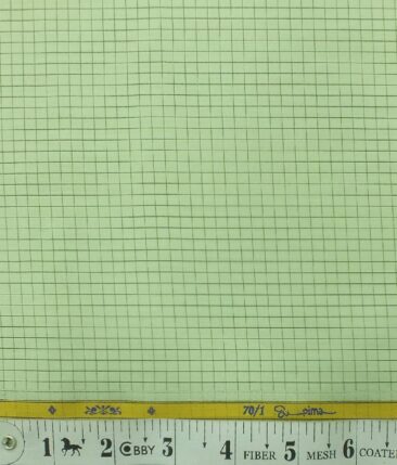 Soktas Men's Light Olive Green 100% Supima 70's Cotton Checks Shirt Fabric (1.60 M)