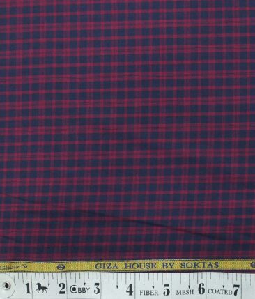 Soktas Men's Blue & Red 100% Giza Cotton Burberry Check Twill Weave Shirt Fabric (1.60 M)