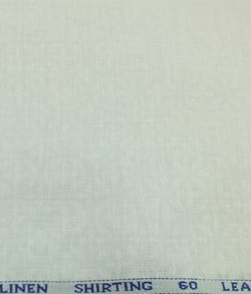 Solino White 100% Pure Linen 60 LEA Jacquard Weave Shirt Fabric (1.60 M)
