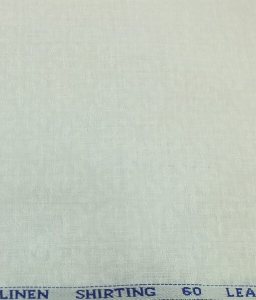 Solino White 100% Pure Linen 60 LEA Jacquard Weave Shirt Fabric (1.60 M)