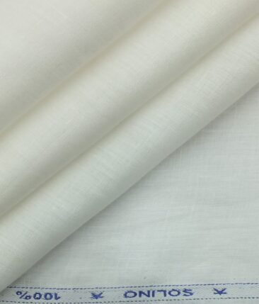 Solino White 100% Pure Euro Linen 80 LEA Solid Shirt Fabric (1.60 M)