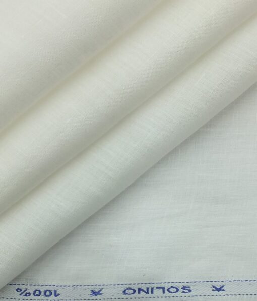 Solino White 100% Pure Euro Linen 80 LEA Solid Shirt Fabric (1.60 M)