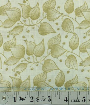 Linen Club Cream 65% Linen 35% Cotton Beige Floral Print Shirt Fabric (1.60 M)