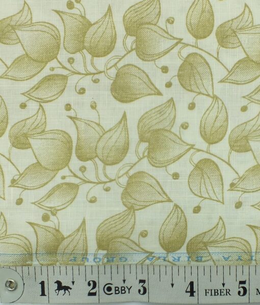Linen Club Cream 65% Linen 35% Cotton Beige Floral Print Shirt Fabric (1.60 M)