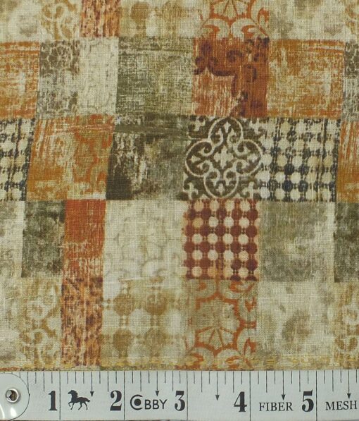 Linen Club Multi Color 100% Pure Linen 60 Lea Digital Print Shirt Fabric (1.60 M)