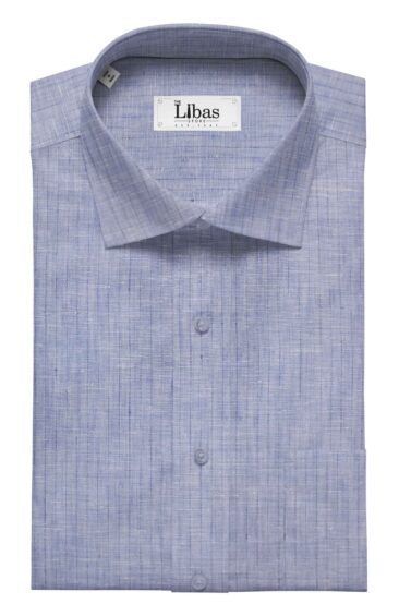 Linen Club Blue 100% Pure Linen 80 LEA Self Stripes Shirt Fabric (1.60 M)