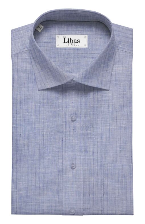 Linen Club Blue 100% Pure Linen 80 LEA Self Stripes Shirt Fabric (1.60 M)