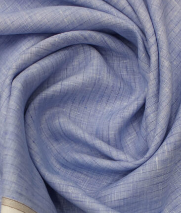 Linen Club Blue 100% Pure Linen 80 LEA Self Stripes Shirt Fabric (1.60 M)