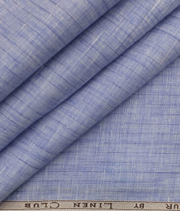 Linen Club Blue 100% Pure Linen 80 LEA Self Stripes Shirt Fabric (1.60 M)