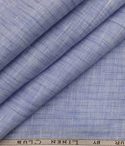 Linen Club Blue 100% Pure Linen 80 LEA Self Stripes Shirt Fabric (1.60 M)