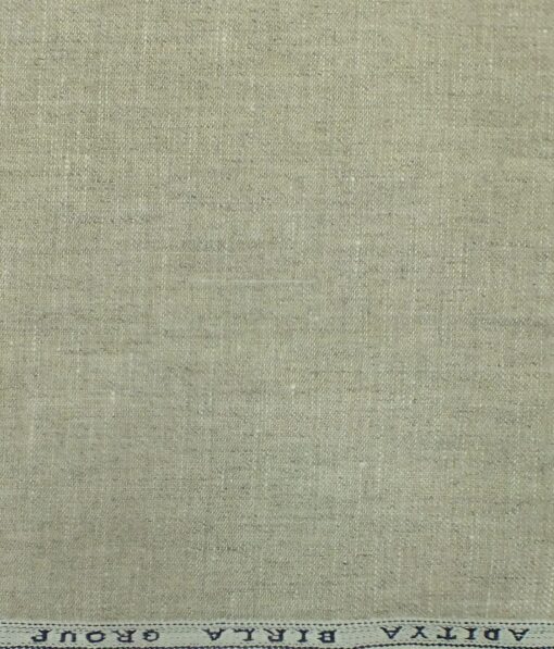 Linen Club Beige 100% Pure Linen Self Design Trouser Fabric (1.30 M)