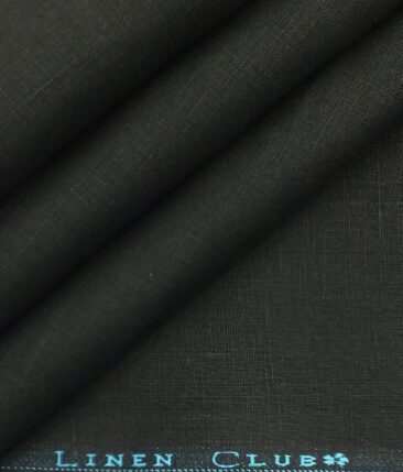 Linen Club Black 100% Pure Linen Solid Trouser Fabric (1.30 M)