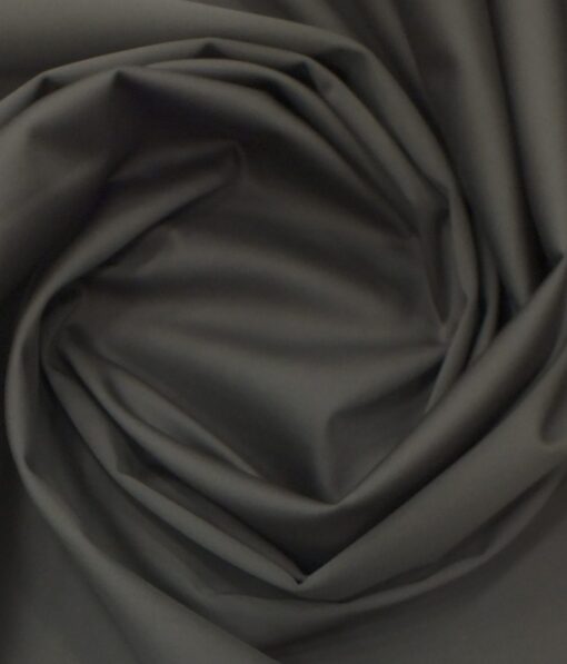 Ankur by Arvind Ash Grey Solid Cotton Lycra Stretchable Trouser Fabric (Unstitched - 1.40 Mtr)