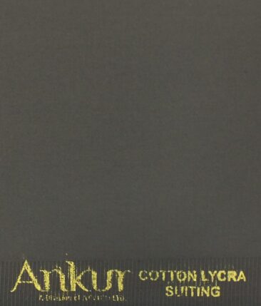 Ankur by Arvind Ash Grey Solid Cotton Lycra Stretchable Trouser Fabric (Unstitched - 1.40 Mtr)