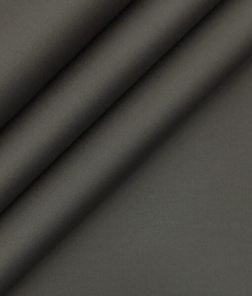 Ankur by Arvind Ash Grey Solid Cotton Lycra Stretchable Trouser Fabric (Unstitched - 1.40 Mtr)