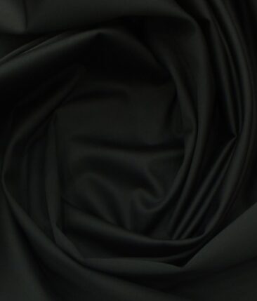Ankur by Arvind Jet Black Solid Cotton Lycra Stretchable Trouser Fabric (Unstitched - 1.40 Mtr)